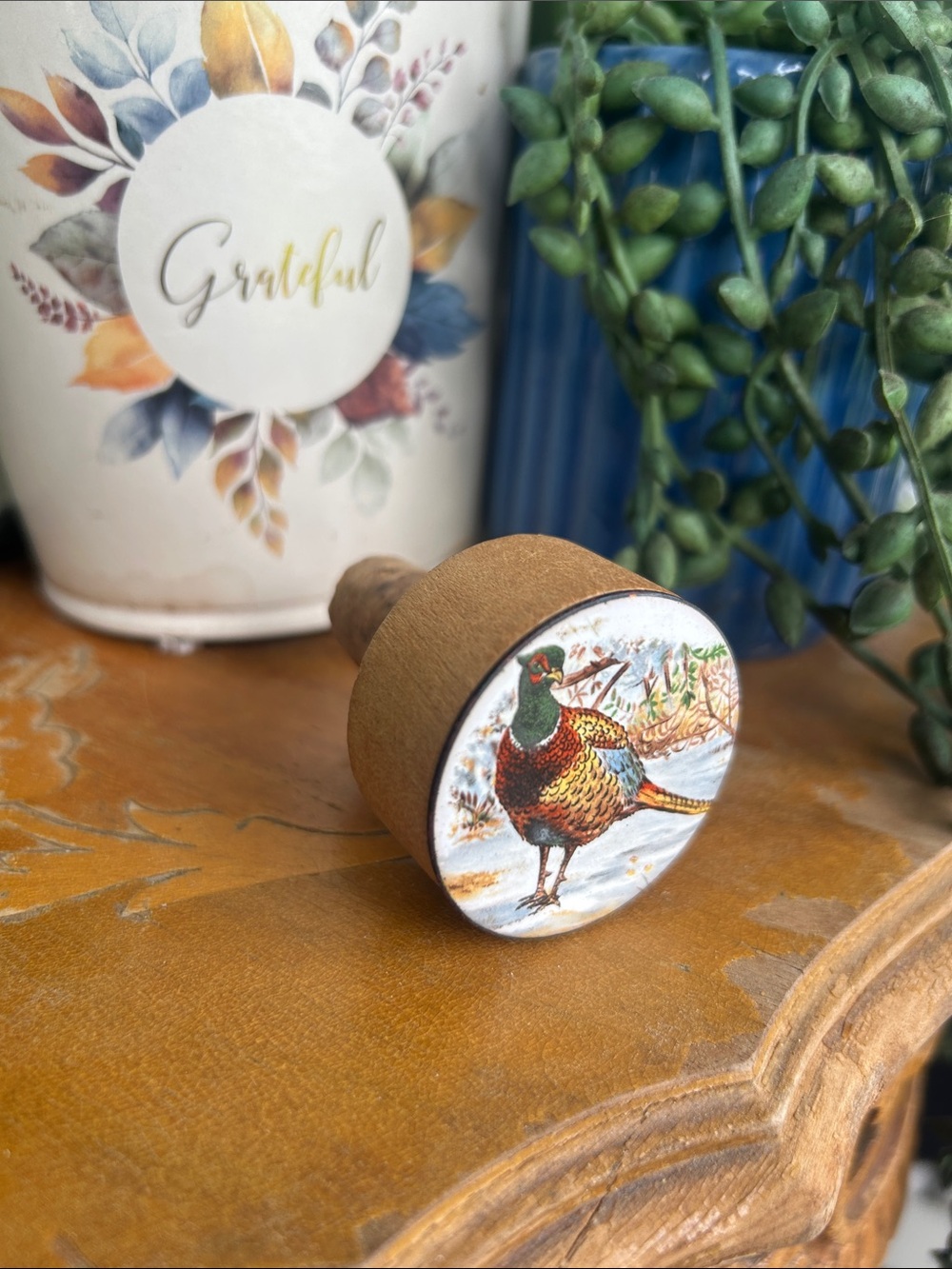 Vintage Pheasant Cork Bottle Stopper